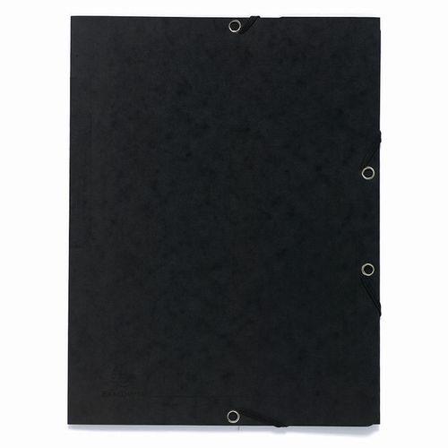 Lot de 25 Chemises à élastique 3 rabats carte lustrée - A4-Noir thumbnail image 1