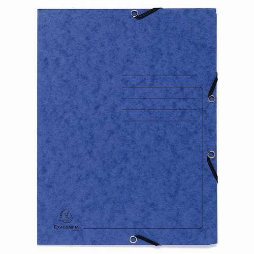 Lot de 25 Chemises à élastique 3 rabats carte lustrée - A4-Bleu thumbnail image 1