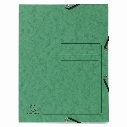 Lot de 25 Chemises à élastique 3 rabats carte lustrée - A4-Vert thumbnail image 1