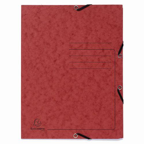 Lot de 25 Chemises à élastique 3 rabats carte lustrée - A4-Rouge thumbnail image 1