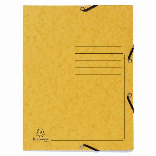 Lot de 25 Chemises à élastique 3 rabats carte lustrée - A4-Jaune thumbnail image 1
