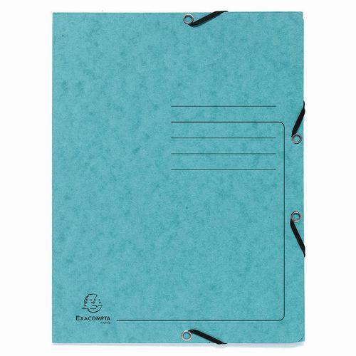 Lot de 25 Chemises à élastique 3 rabats carte lustrée - A4-Turquoise thumbnail image 1