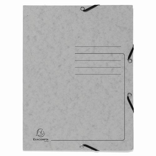Lot de 25 Chemises à élastique 3 rabats carte lustrée - A4-Gris thumbnail image 1