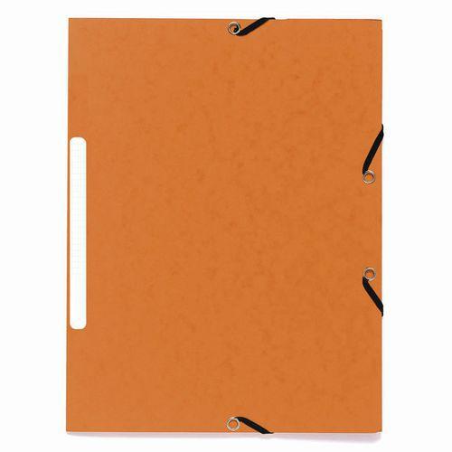 Lot de 50 Chemises à élastiques 3 rabats carte marbrée recyclée Orange thumbnail image 1