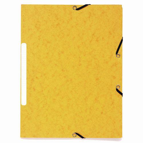 Lot de 50 Chemises à élastiques 3 rabats carte marbrée recyclée Jaune thumbnail image 1