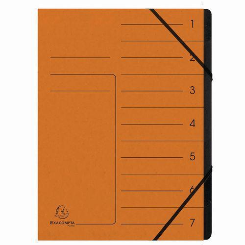 Lot de 10 Trieur agrafé avec élastiques int. noir 7 compart. A4 Orange thumbnail image 1