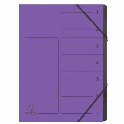 Lot de 10 Trieur agrafé avec élastiques int. noir 7 compart. A4 Violet thumbnail image 1