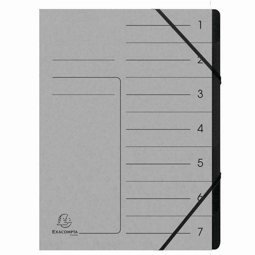 Lot de 10 Trieur agrafé avec élastiques int. noir 7 compart. A4 Gris thumbnail image 1