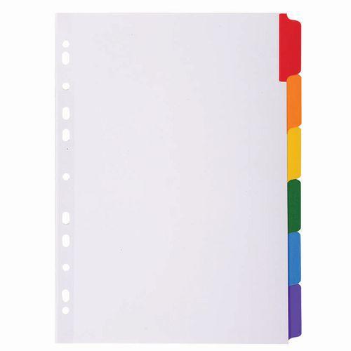 Lot de 20 Intercalaires 160g avec ong. col. Renf. 5 pos. 6 posA4-Blanc thumbnail image 1