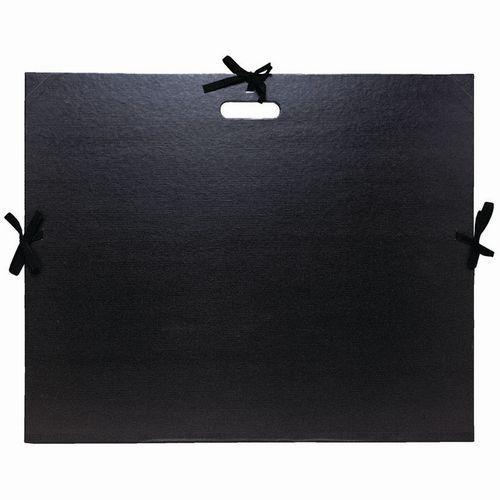 Carton à dessin kraft noir vernis avec rubans et poignée thumbnail image 1