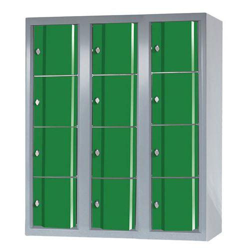 Armoire basse Omega non visitable sans pieds 3 colonnes 12 casiers - gris-vert thumbnail image 1