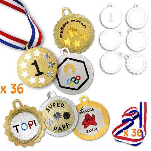 Lot de 36 médailles à décorer avec rubans thumbnail image 1