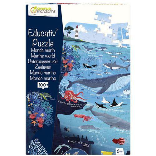 Puzzle éducatif carton 100 pièces monde marin thumbnail image 1