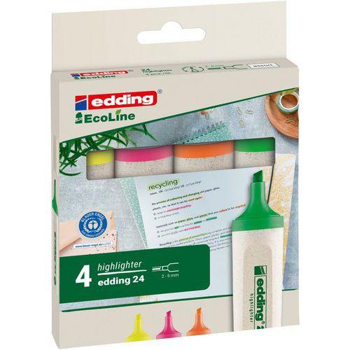 Boite de 4 surligneurs EcoLine Edding (orange, rose, vert, jaune) thumbnail image 1