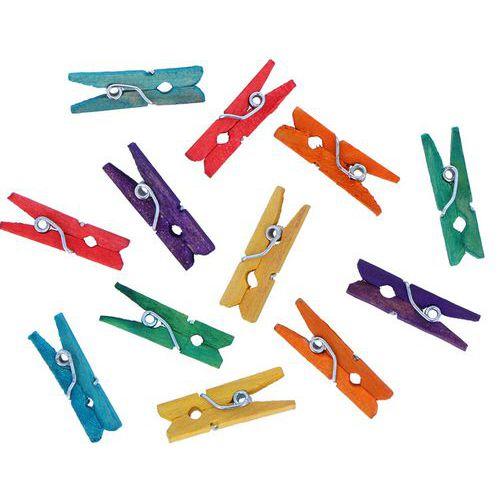 Illustration de : Lot de 45 pinces à linge en bois 25x3mm couleurs assorties - Innspiro