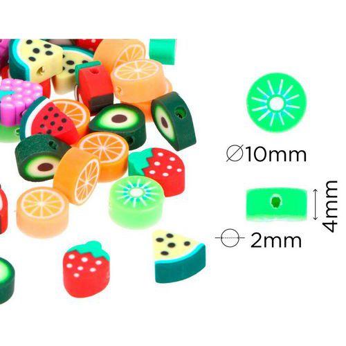 Illustration de : Sachet de 50 perles polymère- fruits Ø 10mm - Innspiro