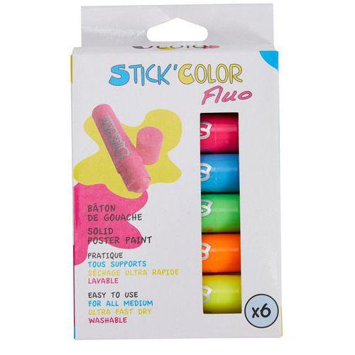 Illustration de : Lot 6 bâtons gouache solide fluo - O-Color