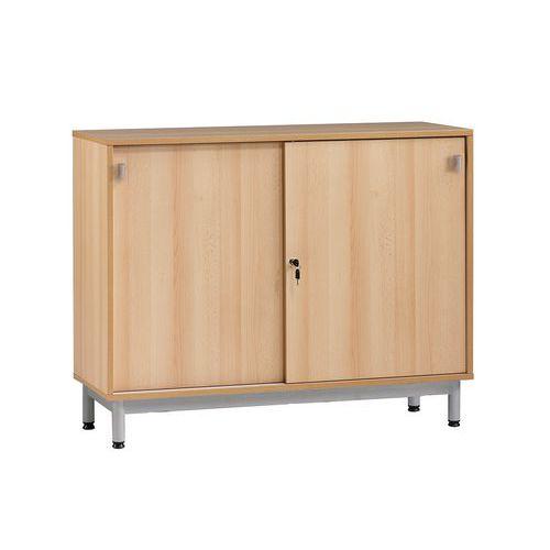 Meuble bas Bip Bop portes coulissantes L 120 cm - hêtre thumbnail image 1