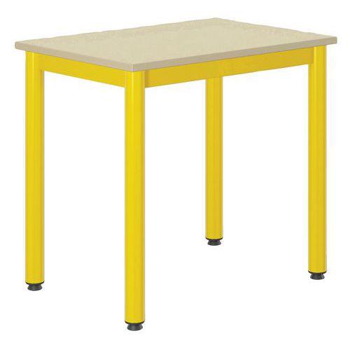 Illustration de : Table Carélie 70x50cm fixe méla coq oeuf chants polypro - Mobidecor