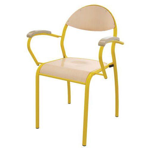 Illustration de : Fauteuil Rondo'o 4 pieds accotoirs hêtre Mobidecor