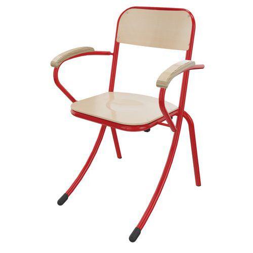 Fauteuil Trévise AST accotoirs hêtre - rouge  Ral 3000 thumbnail image 1