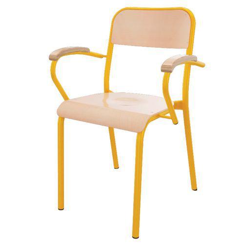 Fauteuil Trévise 4 pieds accotoirs hêtre - jaune thumbnail image 1