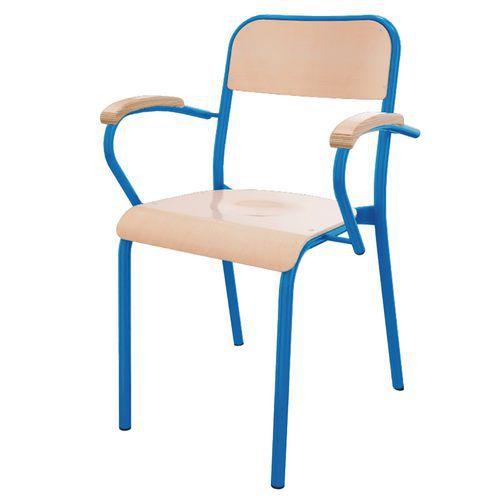 Fauteuil Trévise 4 pieds accotoirs hêtre - bleu thumbnail image 1