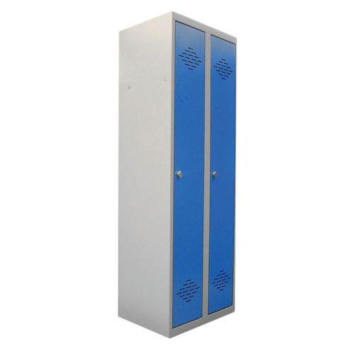 Vestiaire monobloc industrie propre 2 colonnes bleu/gris thumbnail image 1