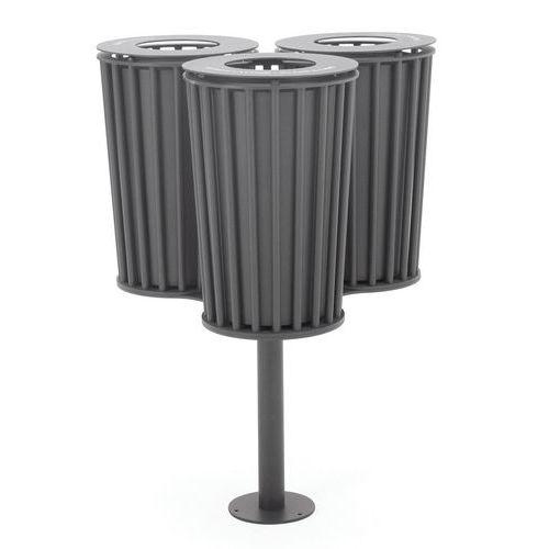Poubelle extérieure triple inoxydable - Gris thumbnail image 1
