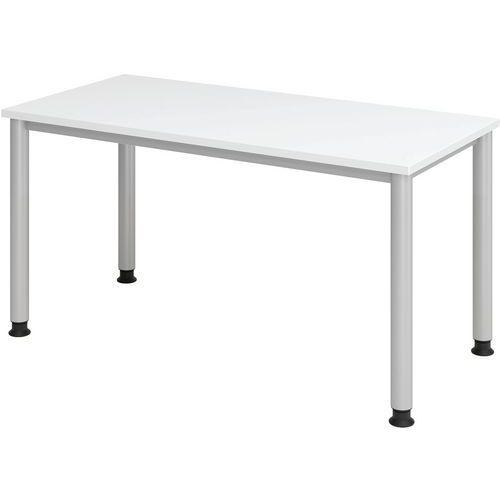 Bureau droit pieds ronds 140 cm Blanc thumbnail image 1