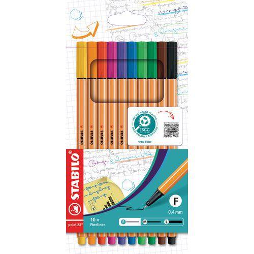 Etui de 10 stylos feutres point 88 coloris standard - Stabilo fullname image