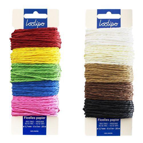 Lot de 10 ficelles colorées de 5m en papier thumbnail image 1