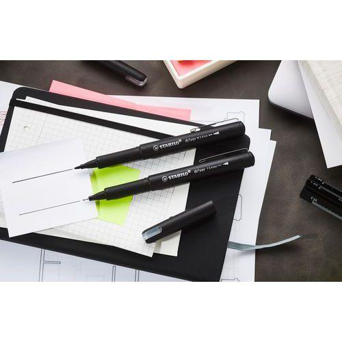 Illustration de : Pochette 4 couleurs feutre pointe moyenne 0,8mm dr!ver - Stabilo