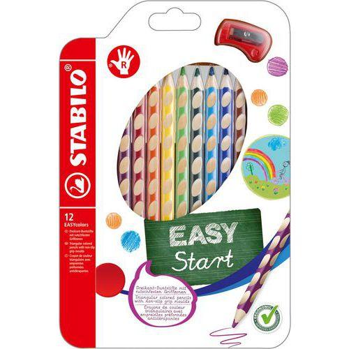 Illustration de : Etui 12 crayons de couleur EASYcolors + 1 taille-crayon - Stabilo