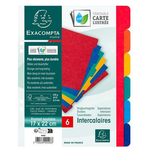 Jeu 6 intercalaires carte 17 x 22 cm couleurs assorties - Exacompta fullname image