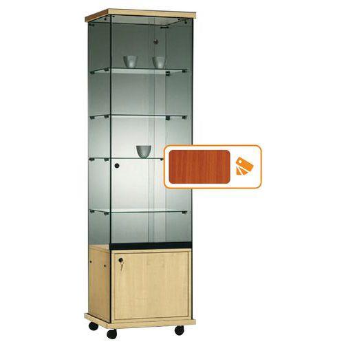 Vitrine Easy E5 - Avec armoire basse et éclairage socle Merisier thumbnail image 1