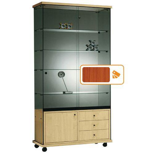 Vitrine Easy E6 - Avec armoire basse socle Merisier thumbnail image 1
