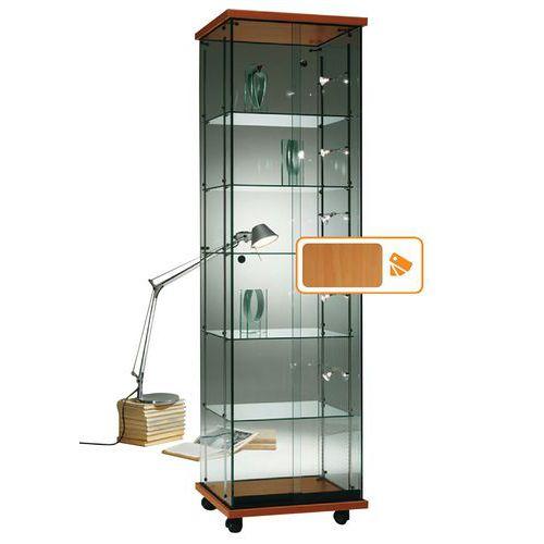 Vitrine Easy E5 avec éclairage Lxhxp: 52 x 182 x 47 cm socle Hêtre thumbnail image 1