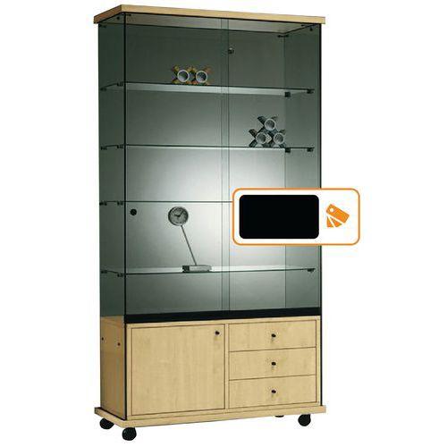 Vitrine Easy E6 - Avec armoire basse et éclairage socle Noir thumbnail image 1