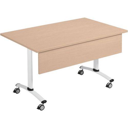 Illustration de : Table rectangulaire mélaminé avec voile de fond pivotant Axe Manutan Expert