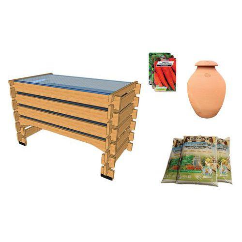 Pack complet : potager 0,5m² haut 70 cm - terreau - graines thumbnail image 1
