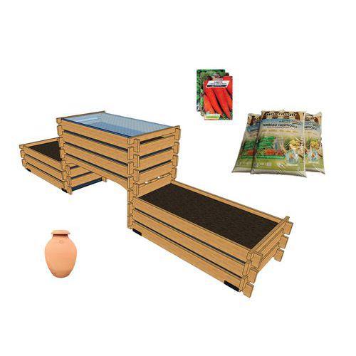 Pack complet : trio potager 3 x 0,5m² - terreau et graines thumbnail image 1