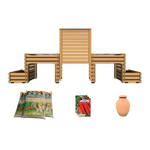 Illustration de : Ensemble potager PMR 4m et panneau d'affichage central Carre Serre