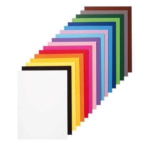 Illustration de : Assortiment 500 feuilles carton dessin A4 180g 17 coloris - Folia