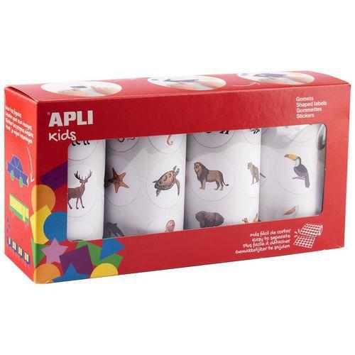 Lot 4 rouleaux gommettes animaux 33mm thumbnail image 1