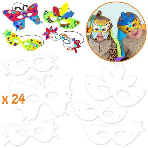 Lot de 24 masques à décorer avec élastique thumbnail image 1