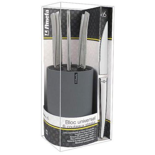 Illustration de : Bloc universel + 6 couteaux à steak - Jet Lag - Amefa