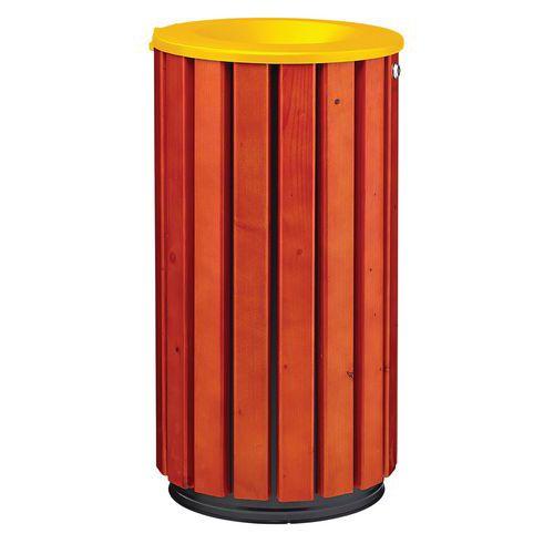 Poubelle Zeno Access 80L lattes bois entonnoir jaune thumbnail image 1