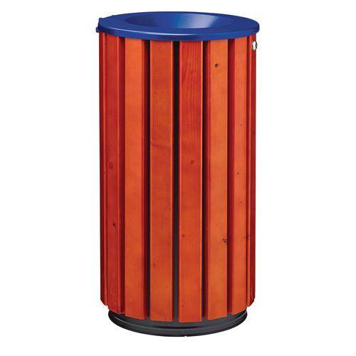 Poubelle Zeno Access 80L lattes bois entonnoir bleu thumbnail image 1