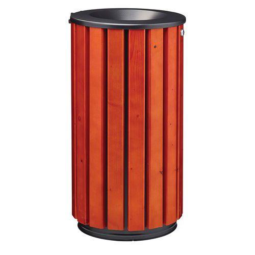 Poubelle Zeno Access 80L lattes bois acier galva gris thumbnail image 1
